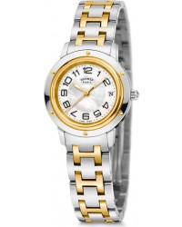 Hermes Clipper  Quartz Women's Watch, 18K Yellow Gold, White Mother Of Pearl Dial, 035320WW00