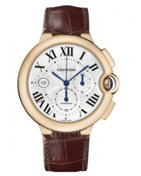 Cartier Ballon Bleu  Chronograph Automatic Men's Watch, 18K Rose Gold, Silver Dial, W6920009