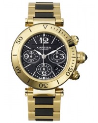 Cartier Pasha  Chronograph Automatic Men's Watch, 18K Yellow Gold, Black Dial, W301970M