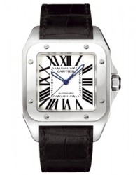 Cartier Santos 100  Automatic Men's Watch, Stainless Steel, White Dial, W20073X8