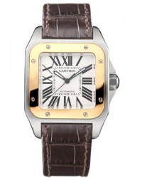 Cartier Santos 100  Automatic Women's Watch, 18K Yellow Gold, Silver Dial, W20107X7