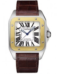 Cartier Santos 100  Automatic Men's Watch, 18K Yellow Gold, Silver Dial, W20072X7