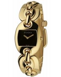 Gucci Marina Chain  Quartz Women's Watch, 18K Yellow Gold, Black Dial, YA121512