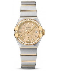 Omega Constellation  Automatic Women's Watch, Stainless Steel & Yellow Gold, Mother Of Pearl & Diamonds Dial, 123.25.27.20.57.002