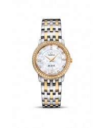 Omega De Ville  Quartz Women's Watch, 18K Yellow Gold, Mother Of Pearl & Diamonds Dial, 413.25.27.60.55.001