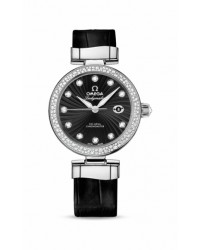 Omega De Ville Ladymatic  Automatic Women's Watch, Stainless Steel, Black & Diamonds Dial, 425.38.34.20.51.001