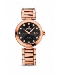 Omega De Ville Ladymatic  Automatic Women's Watch, 18K Rose Gold, Black & Diamonds Dial, 425.60.34.20.51.001
