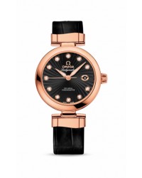Omega De Ville Ladymatic  Automatic Women's Watch, 18K Rose Gold, Black & Diamonds Dial, 425.63.34.20.51.001