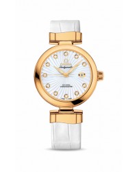 Omega De Ville Ladymatic  Automatic Women's Watch, 18K Yellow Gold, Mother Of Pearl & Diamonds Dial, 425.63.34.20.55.002