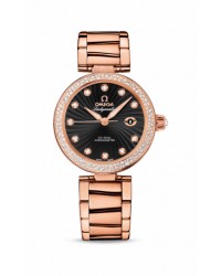 Omega De Ville Ladymatic  Automatic Women's Watch, 18K Rose Gold, Black & Diamonds Dial, 425.65.34.20.51.001