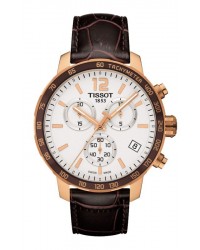 Tissot Quickster  Chronograph Quartz Men's Watch, Gold Plated, Silver Dial, T095.417.36.037.00