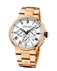 Ulysse Nardin Marine Chronometer  Automatic Men's Watch, 18K Rose Gold, White Dial, 1506-150LE-8M