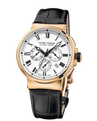Ulysse Nardin Marine Chronometer  Automatic Men's Watch, 18K Rose Gold, White Dial, 1506-150LE
