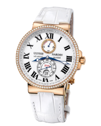 Ulysse Nardin Marine Chronometer  Automatic Men's Watch, 18K Rose Gold, White & Diamonds Dial, 266-67B/40