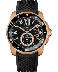 Cartier Calibre Diver  Automatic Men's Watch, 18K Rose Gold, Black Dial, W7100052