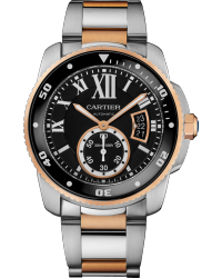 Cartier Calibre Diver  Automatic Men's Watch, Steel & 18K Rose Gold, Black Dial, W7100054