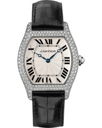 Cartier Tortue  Mechanical Women's Watch, 18K White Gold, Silver Dial, WA503851