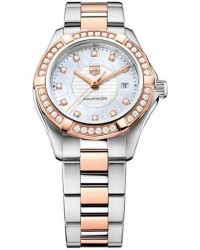 Tag Heuer Aquaracer  Quartz Women's Watch, Steel & 18K Rose Gold, White Dial, WAP1452.BD0837