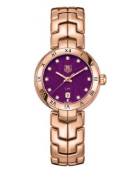 Tag Heuer Link  Quartz Women's Watch, 18K Rose Gold, Purple & Diamonds Dial, WAT1440.BG0959