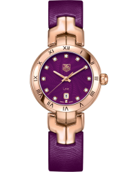 Tag Heuer Link  Quartz Women's Watch, 18K Rose Gold, Purple & Diamonds Dial, WAT1440.FC8183