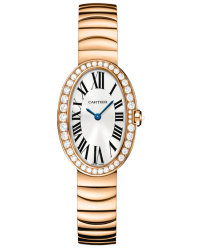 Cartier Baignoire  Quartz Women's Watch, 18K Rose Gold, Silver Dial, WB520002
