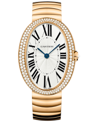 Cartier Baignoire  Quartz Women's Watch, 18K Rose Gold, Silver Dial, WB520003