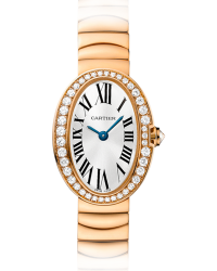 Cartier Baignoire  Quartz Women's Watch, 18K Rose Gold, Silver Dial, WB520026