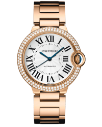 Cartier Ballon Bleu  Automatic Mid-Size Watch, 18K Rose Gold, Silver Dial, WE9005Z3