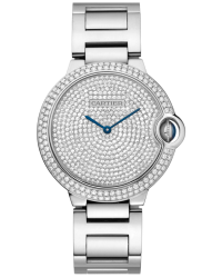 Cartier Ballon Bleu  Automatic Men's Watch, 18K White Gold, Diamond Pave Dial, WE902045