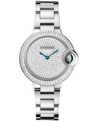 Cartier Ballon Bleu  Automatic Women's Watch, 18K White Gold, Diamond Pave Dial, WE902048