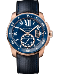 Cartier Calibre Diver  Automatic Men's Watch, 18K Rose Gold, Blue Dial, WGCA0009