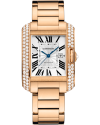 Cartier Tank Anglaise  Automatic Mid-Size Watch, 18K Rose Gold, Silver Dial, WT100003