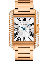 Cartier Tank Anglaise  Automatic Men's Watch, 18K Rose Gold, Silver Dial, WT100004