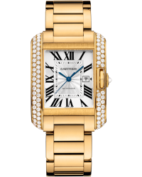 Cartier Tank Anglaise  Automatic Mid-Size Watch, 18K Yellow Gold, Silver Dial, WT100006