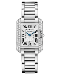 Cartier Tank Anglaise  Automatic Women's Watch, 18K White Gold, Silver Dial, WT100008