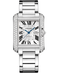 Cartier Tank Anglaise  Automatic Mid-Size Watch, 18K White Gold, Silver Dial, WT100009