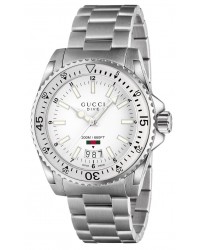 Gucci Dive  Quartz Men's Watch, Stainless Steel, White Dial, YA136302
